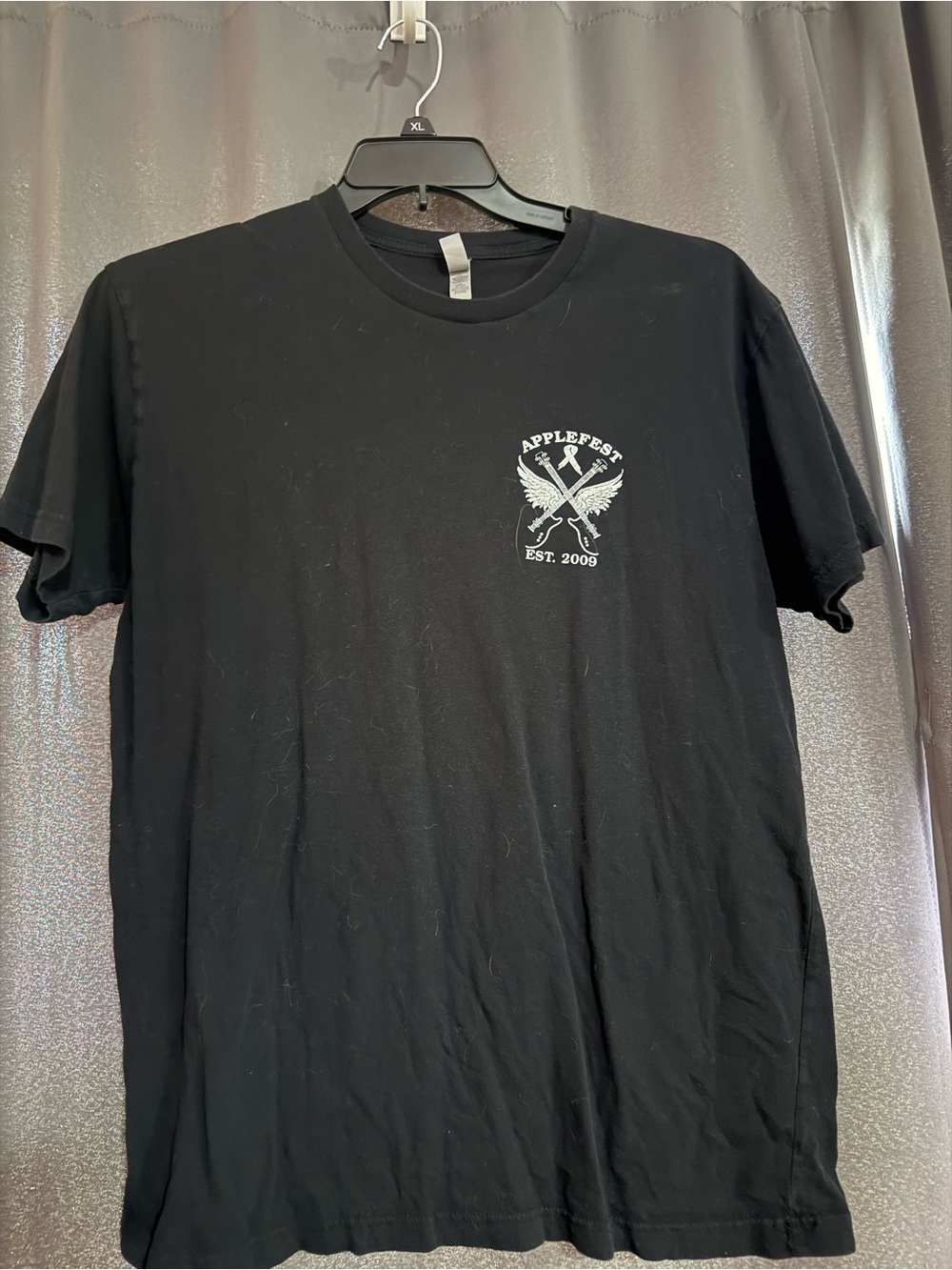 Apple Black Short Sleeve Tee with White Applefest Crest